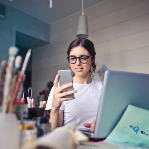 startup pa woman desk phone